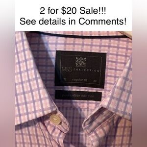 M&S Collection pink/purple dress shirt, size 17 neck.
